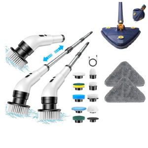 Perie Electrică Rotativă Multifuncțională cu 9 Capete, 2 Viteze și Mâner Extensibil 137 cm Mop si 2 rezerve