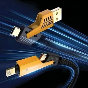Cablu 4 în 1 USB-C / Lightning / MicroUSB, Fast Charge până la 65W, Transfer Date 480 Mbps