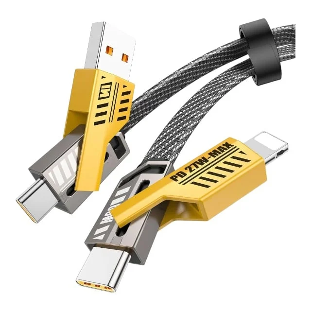 Cablu 4 în 1 USB-C / Lightning / MicroUSB, Fast Charge până la 65W, Transfer Date 480 Mbps - imagine 2