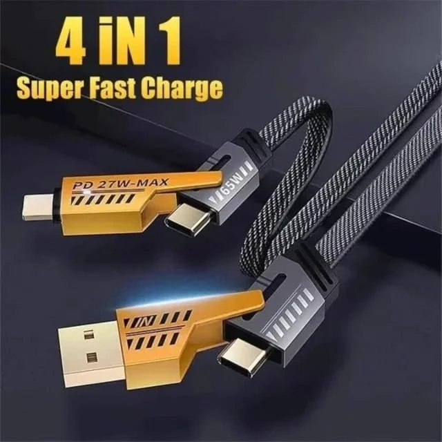 Cablu 4 în 1 USB-C / Lightning / MicroUSB, Fast Charge până la 65W, Transfer Date 480 Mbps - imagine 4