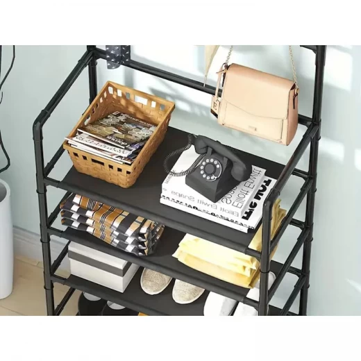 Stand metalic pentru depozitare haine,pantofi si accesorii-5 rafturi spatioase. 168x60x26 cm - imagine 3