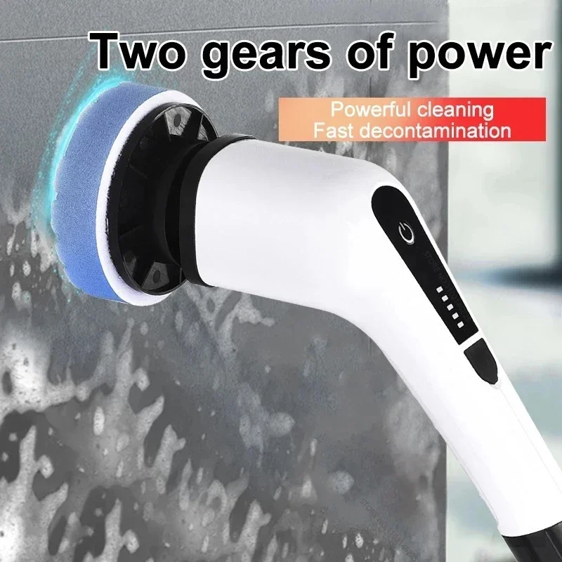Perie Electrică Rotativă Multifuncțională cu 9 Capete, 2 Viteze și Mâner Extensibil 137 cm Mop si 2 rezerve - imagine 5