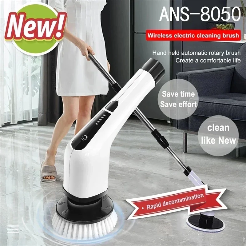 Perie Electrică Rotativă Multifuncțională cu 9 Capete, 2 Viteze și Mâner Extensibil 137 cm Mop si 2 rezerve - imagine 6