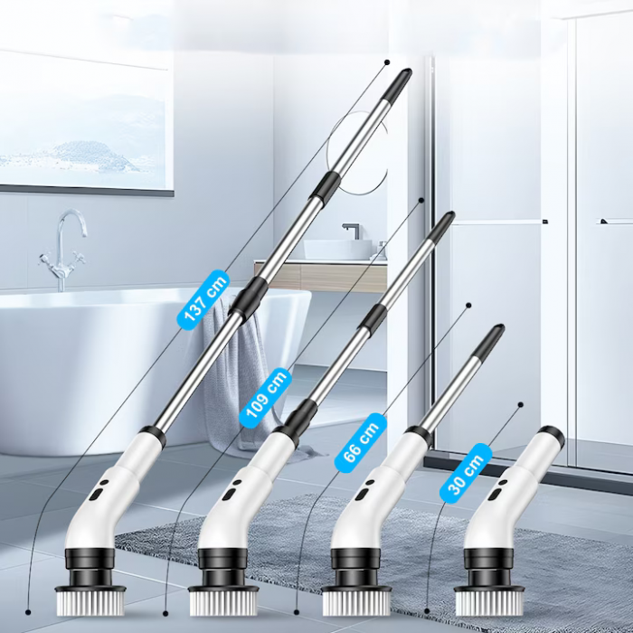 Perie Electrică Rotativă Multifuncțională cu 9 Capete, 2 Viteze și Mâner Extensibil 137 cm Mop si 2 rezerve - imagine 9