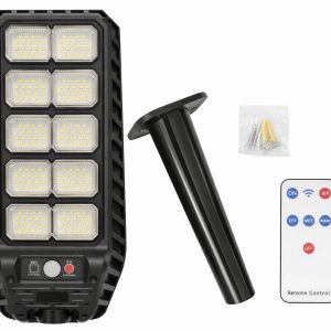 Lampă Solară Stradală IP67 400W – Senzor Mișcare, Telecomandă, Alb Rece 6500K