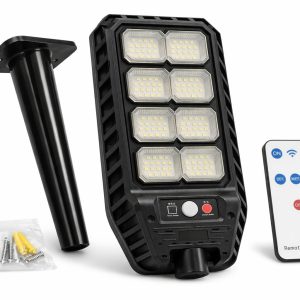 Lampa Solara LED 300w Exterior, cu Telecomanda si Senzor de Miscare, 6500K, IP67, Panou Solar Inclus