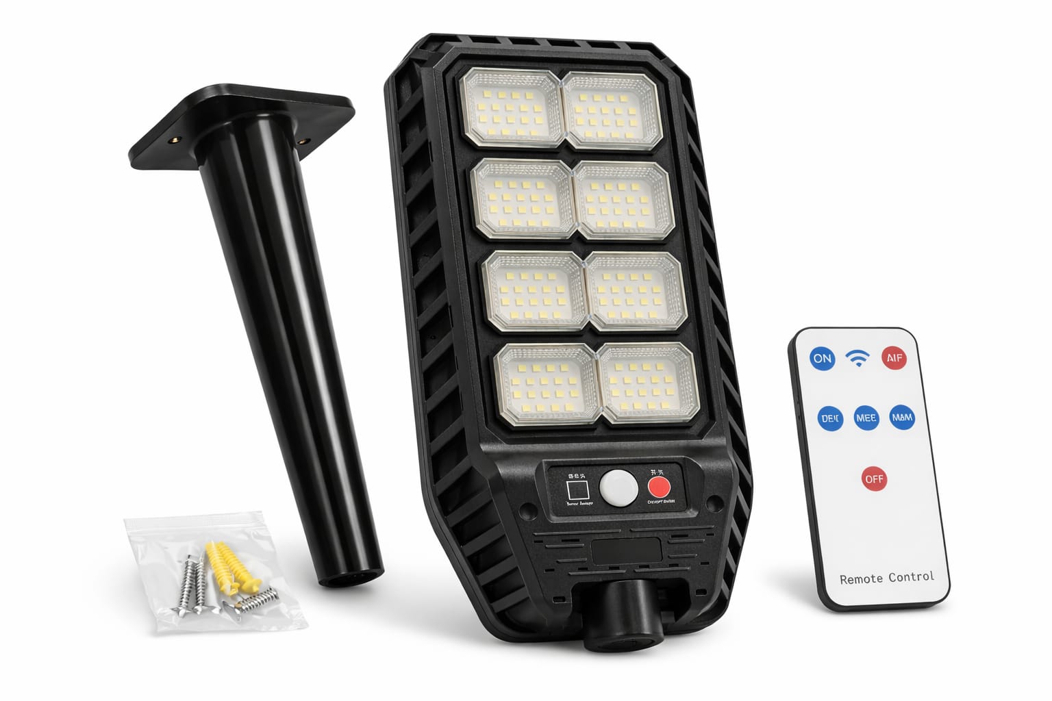Lampa Solara LED 300w Exterior, cu Telecomanda si Senzor de Miscare, 6500K, IP67, Panou Solar Inclus