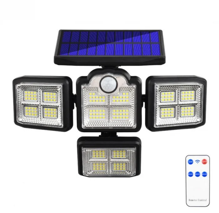 lampa solara de exterior, 333x cip-uri LED, cu senzor de miscare, cu brate reglabile