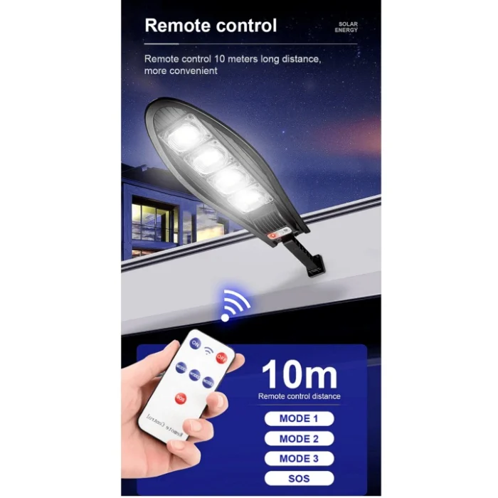 Lampă Solară Stradală , Senzor De Mișcare și Telecomandă, Rezistenta la Apa IP65 - imagine 5