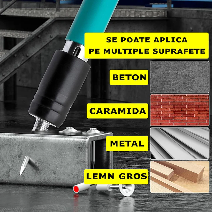 Kit Pistol De Nituri Pentru Fixare Cuie In Perete, Tavan, Podea, Lemn, Pneumatic, Manual, Ochelari P - imagine 5