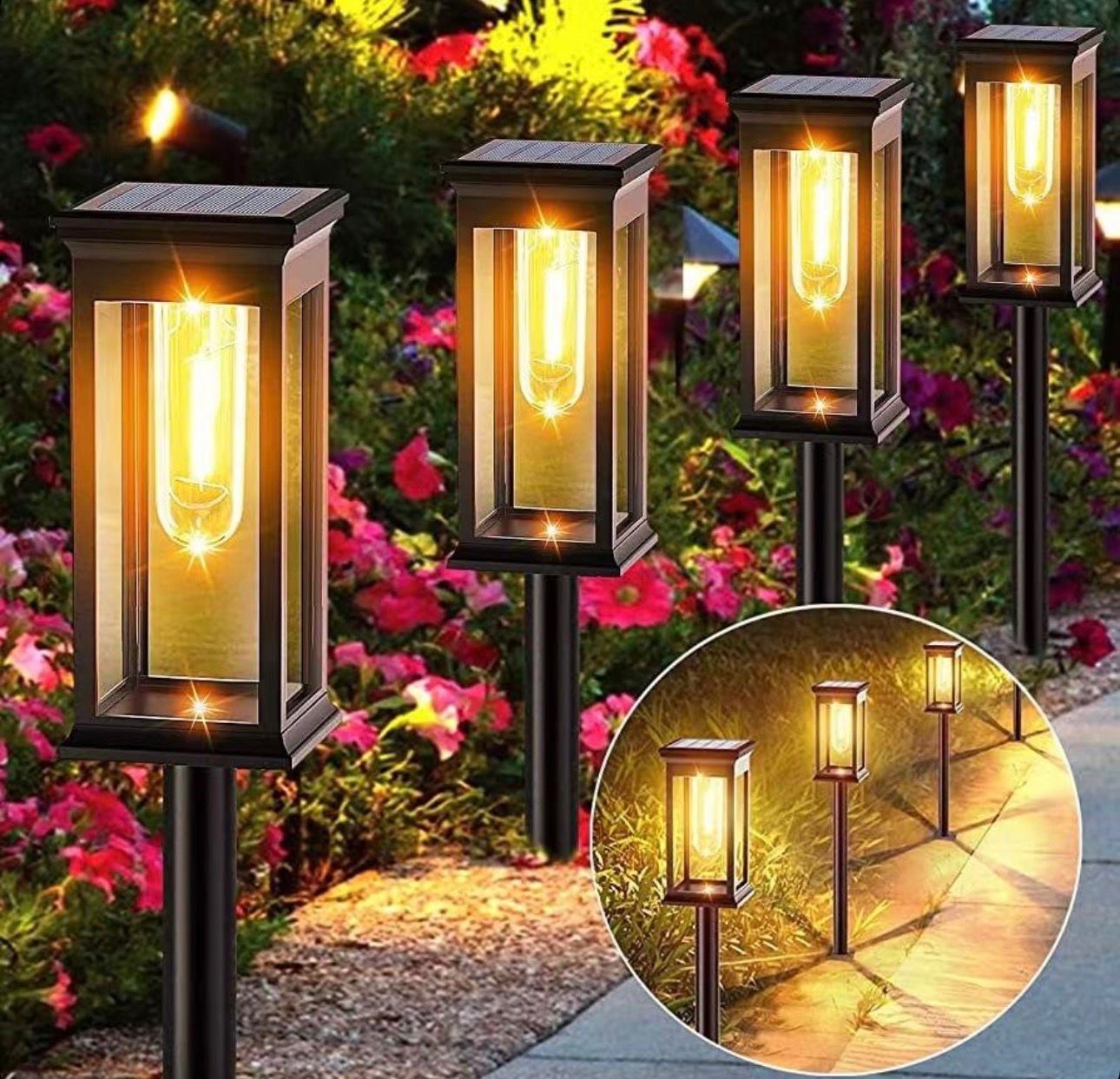 Set 2X Lampă Solară De Grădină Rezistentă La Apă IP65