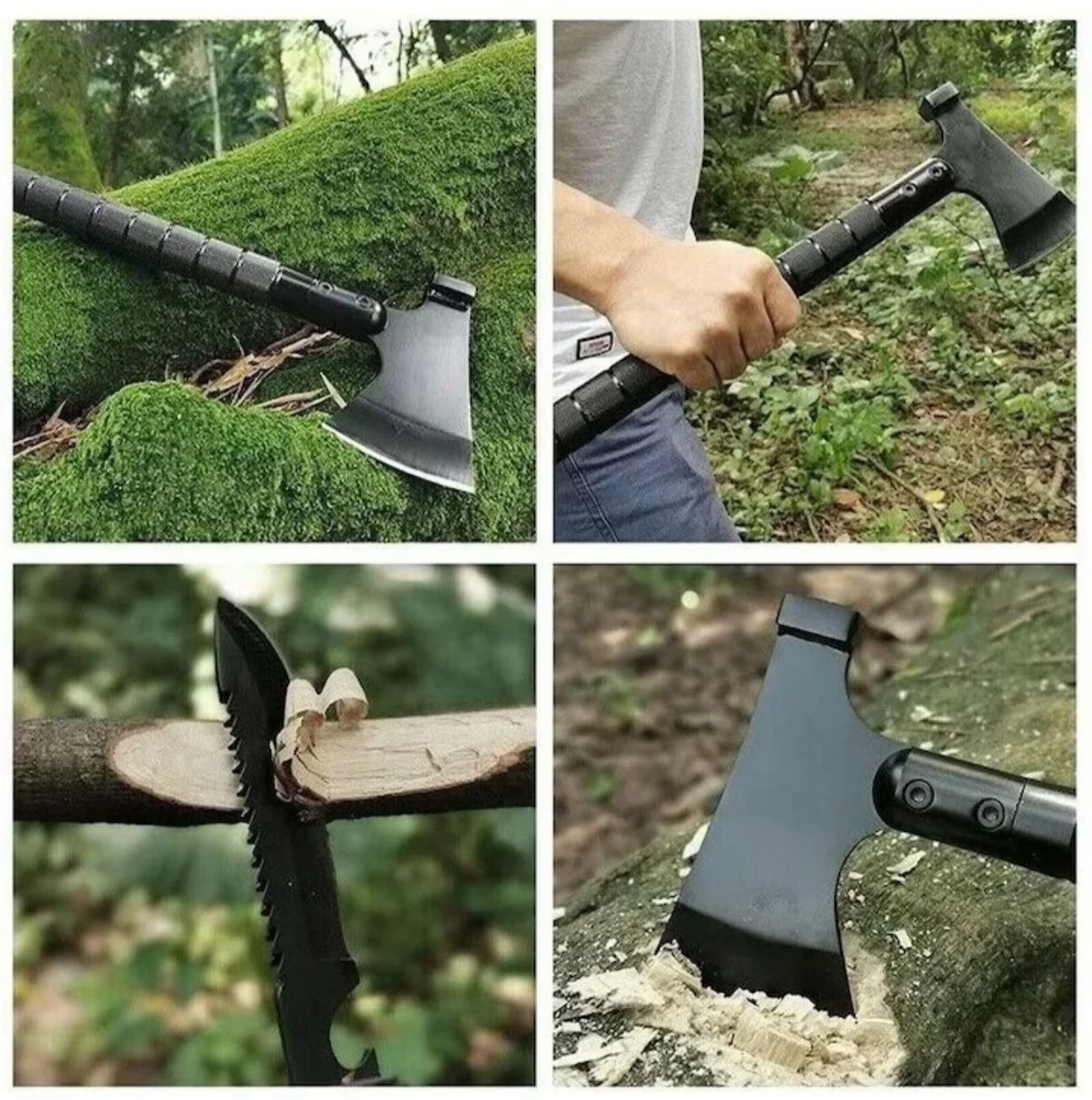 Topor multifuncțional 6 în 1, 43.5 cm, cu amnar, fluier, cuțit, busolă și spargător de sticlă, oțel inoxidabil 420, mâner aluminiu, teacă inclusă - imagine 2
