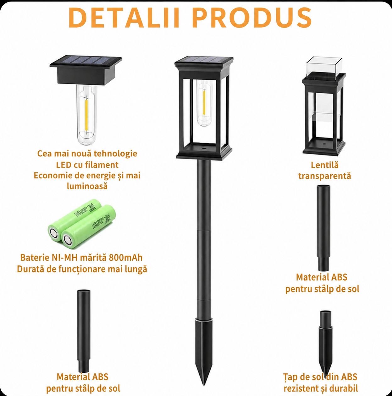 Set 2X Lampă Solară De Grădină Rezistentă La Apă IP65 - imagine 2