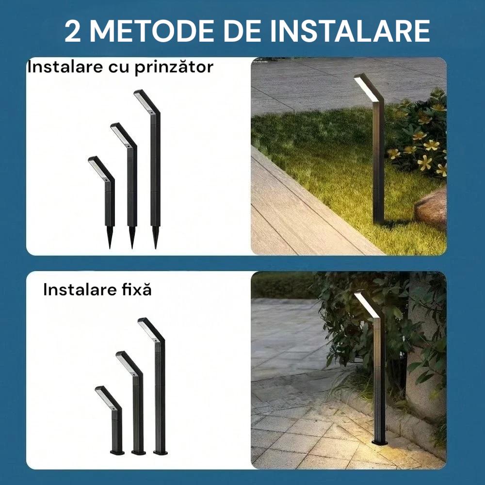Lampă solară LED grădină, înălțime reglabilă până la 97 cm, design modular, protecție IP65, rezistentă la intemperii - imagine 5