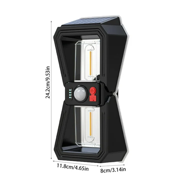 Lampă solară de perete 18W, 3 moduri de iluminare, senzor de mișcare integrat, dimensiune 24 cm, pen - imagine 2