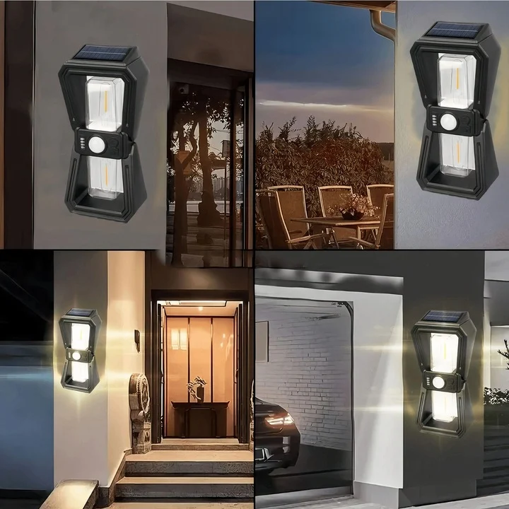 Lampă solară de perete 18W, 3 moduri de iluminare, senzor de mișcare integrat, dimensiune 24 cm, pen - imagine 4