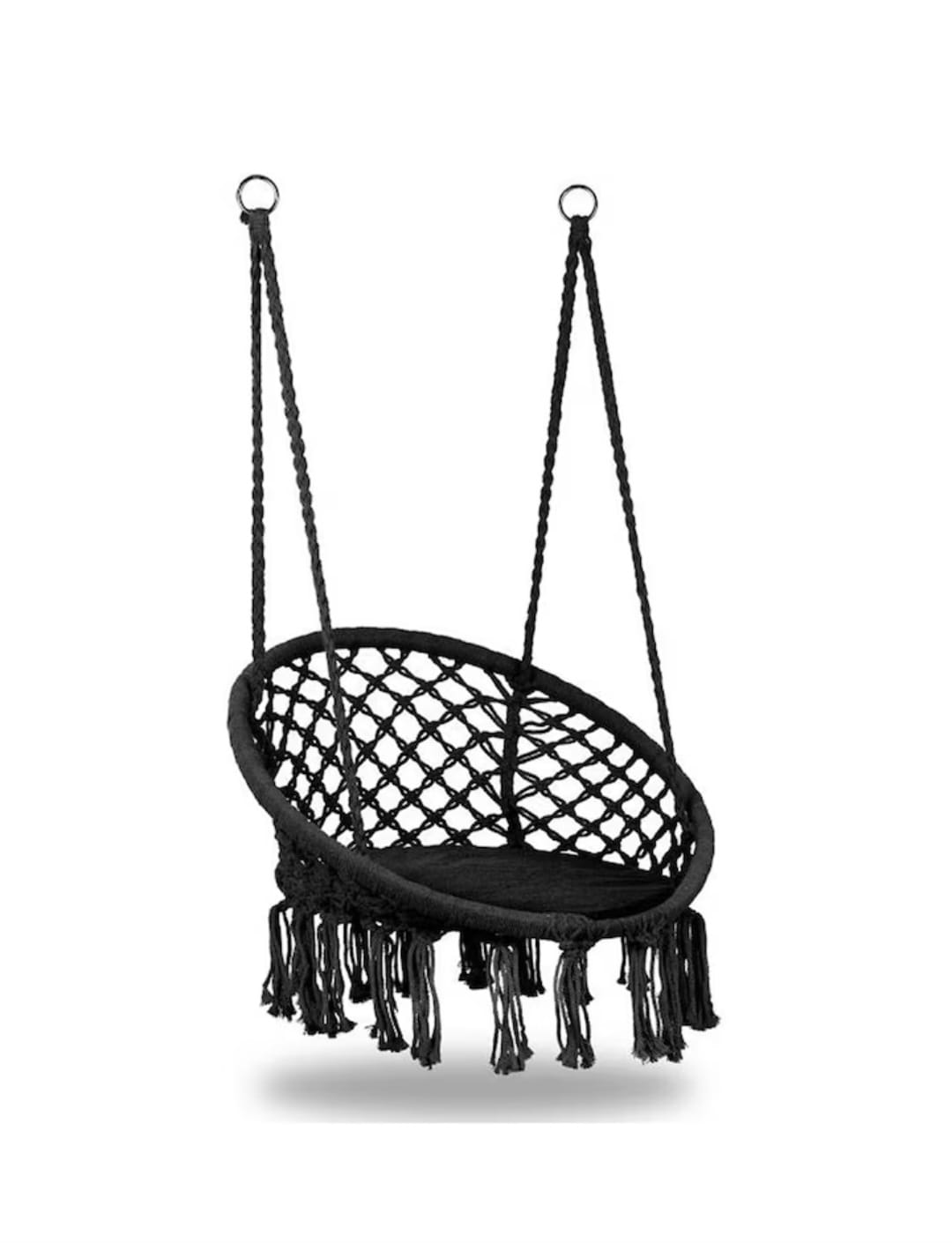 Leagăn suspendat tip balansoar cu pernă, diametru 80 cm, cadru metalic, sarcină maximă 150 kg, frâng - imagine 3