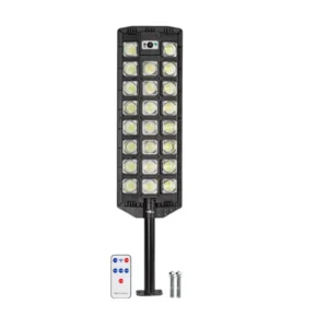 lampa solara stradala cu 23 led cob, senzor de miscare si telecomanda, protectie ip65, negru